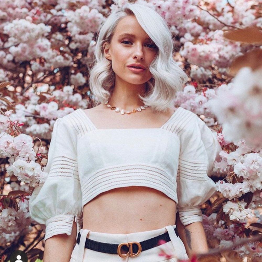 Zimmerman white linen puff sleeve crop top size 2